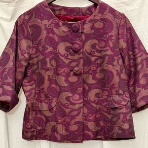Vtg NWOT ECI Jacquard Blazer Jacket Art Teacher Core Plum Gallery Statement Y2K